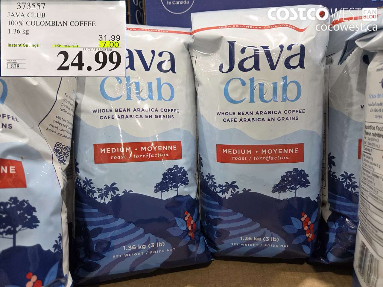 373557 JAVA CLUB 100% COLOMBIAN COFFEE 1.36 KG ($7.00 INSTANT SAVINGS EXPIRES ON 2026-05-24) $24.99