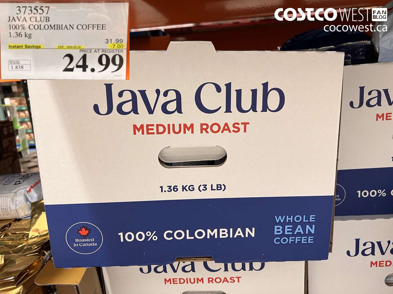 373557 JAVA CLUB 100% COLOMBIAN COFFEE 1.36 KG ($7.00 INSTANT SAVINGS EXPIRES ON 2026-05-24) $24.99