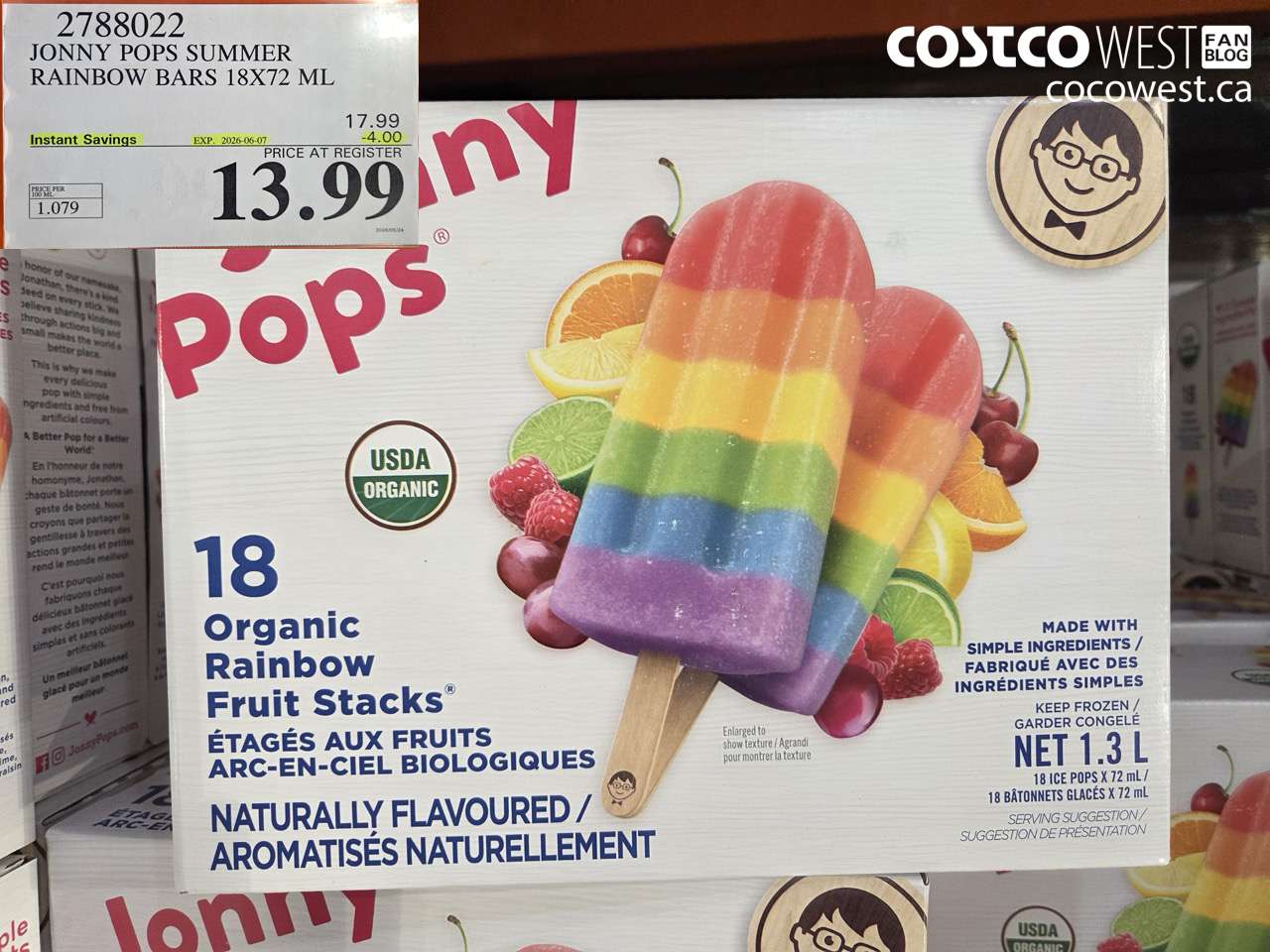 2788022 JONNY POPS SUMMER RAINBOW BARS 18X72 ML ($4.00 INSTANT SAVINGS EXPIRES ON 2026-06-07) $13.99