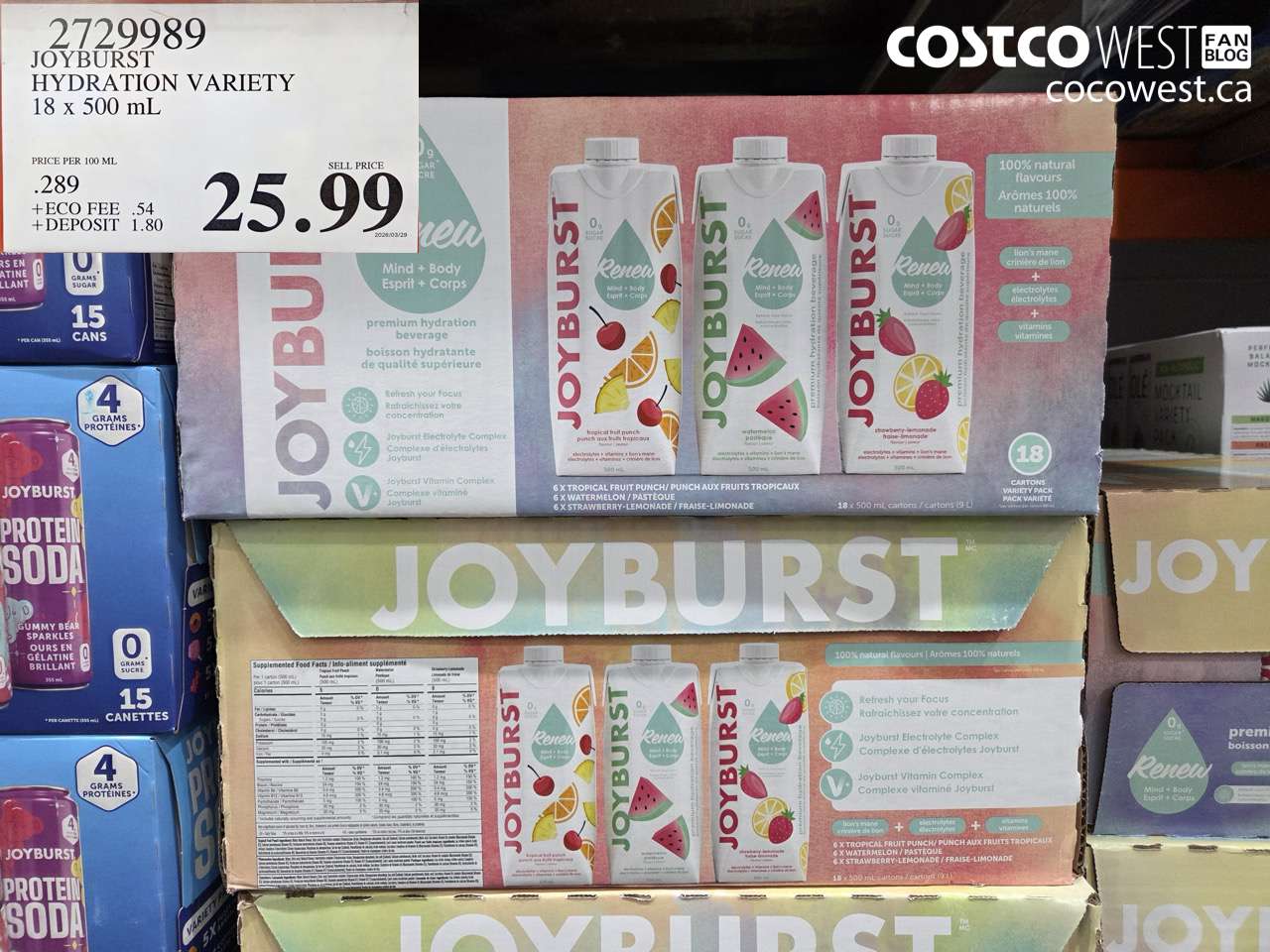 2729989 JOYBURST HYDRATION VARIETY 18 X 500 ML $25.99