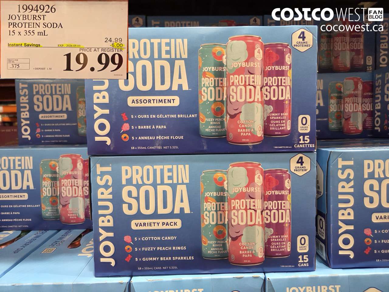 1994926 JOYBURST PROTEIN SODA 15 X 355 ML ($5.00 INSTANT SAVINGS EXPIRES ON 2026-05-03) $19.99