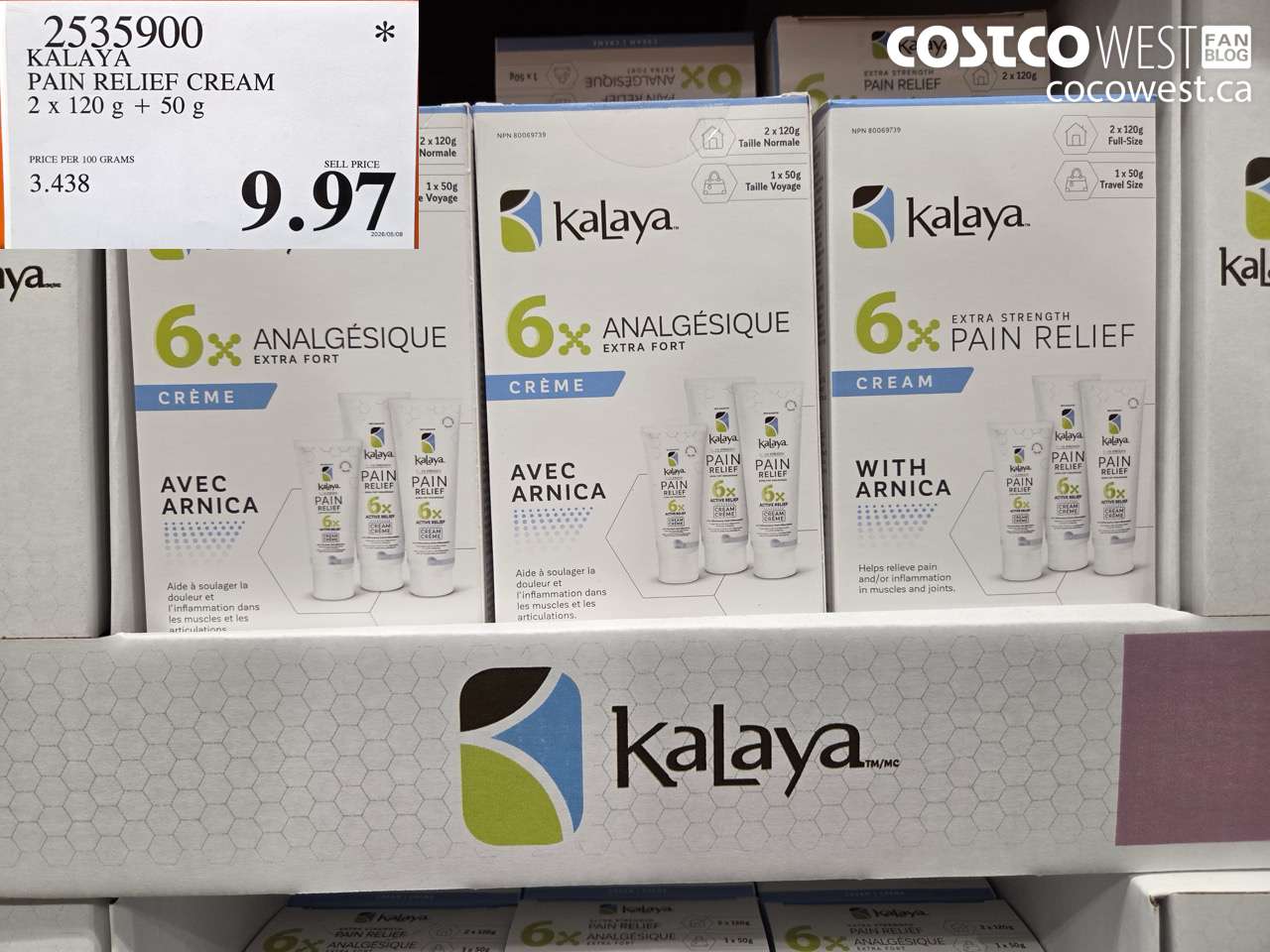 2535900 KALAYA PAIN RELIEF CREAM 2 X 120 G + 50 G $9.97