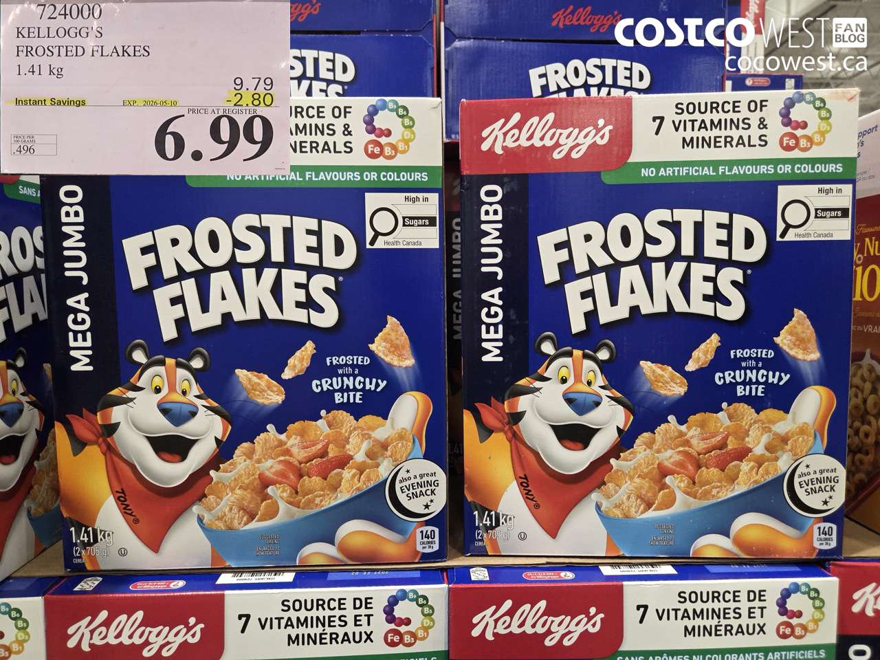 724000 KELLOGG'S FROSTED FLAKES 1.41 KG ($2.80 INSTANT SAVINGS EXPIRES ON 2026-05-10) $6.99