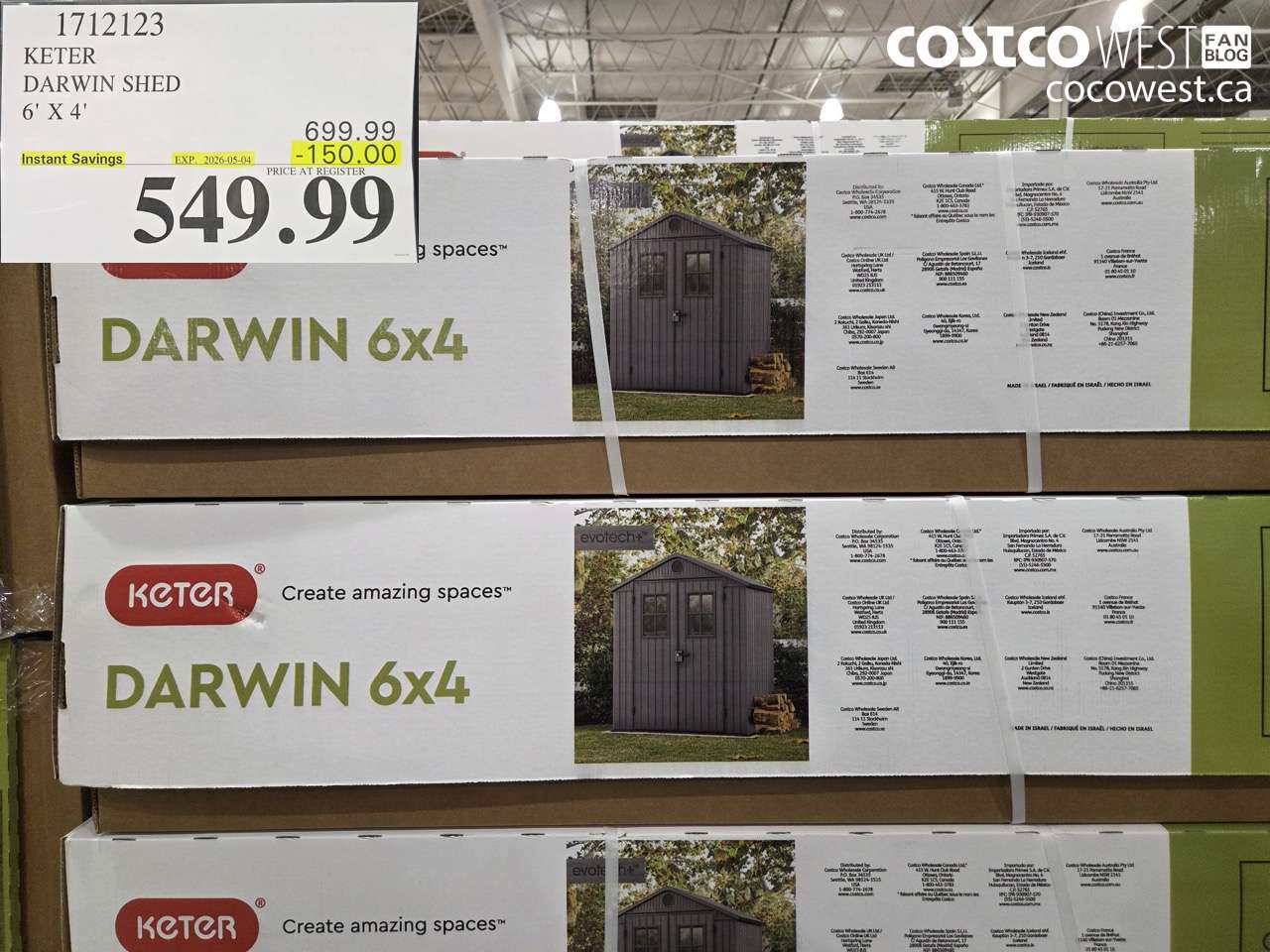 1712123 KETER DARWIN SHED 6' X 4' ($150.00 INSTANT SAVINGS EXPIRES ON 2026-05-04) $549.99