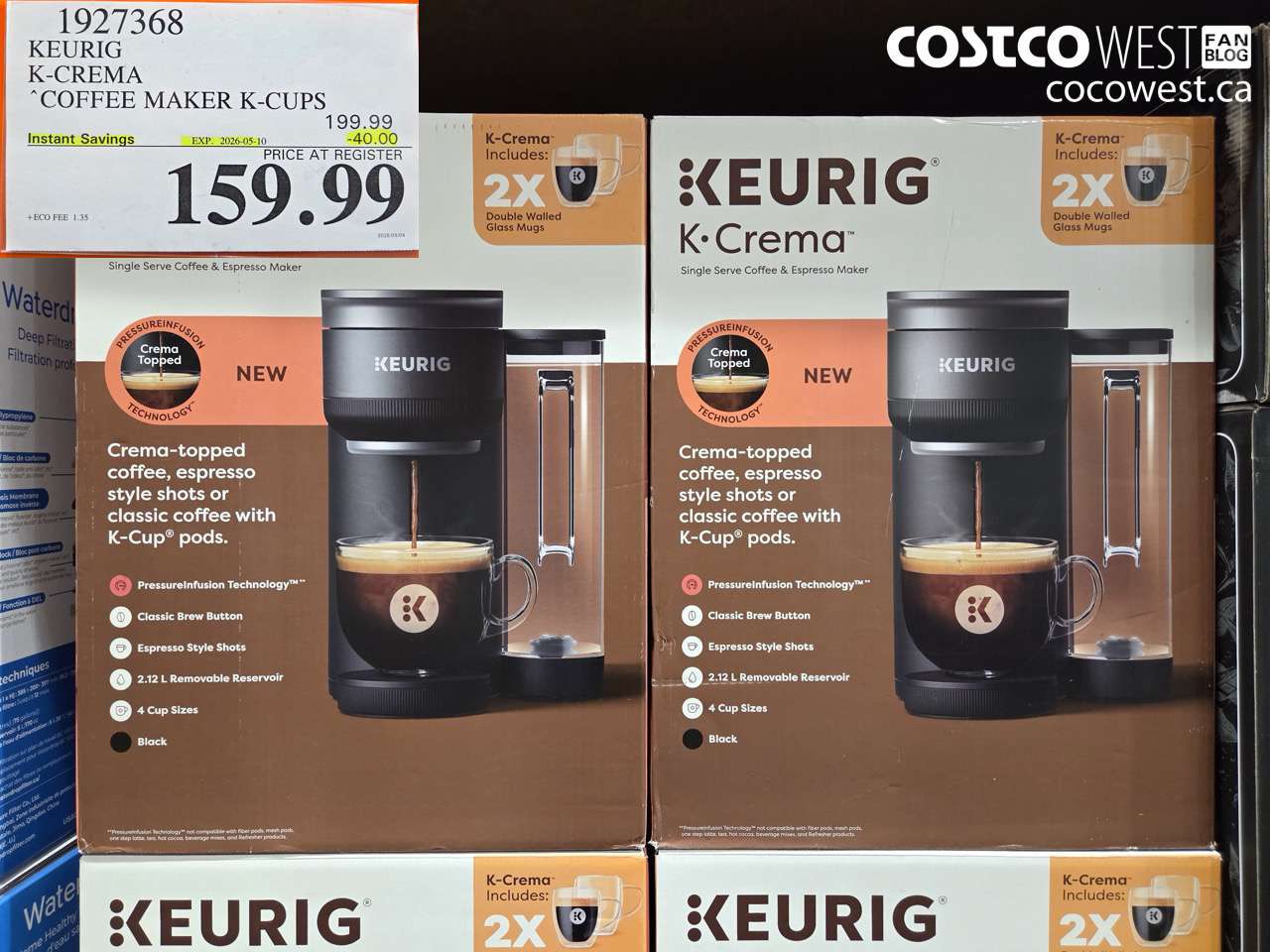 1927368 KEURIG K-CREMA COFFEE MAKER K-CUPS ($40.00 INSTANT SAVINGS EXPIRES ON 2026-05-10) $159.99