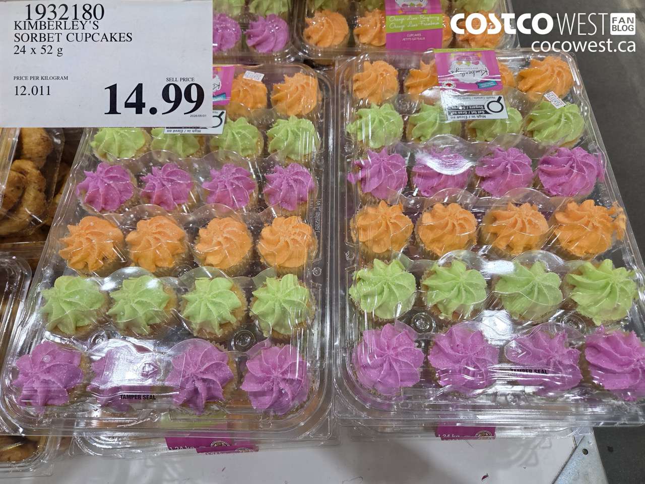 1932180 KIMBERLEY'S SORBET CUPCAKES 24 X 52 G $14.99