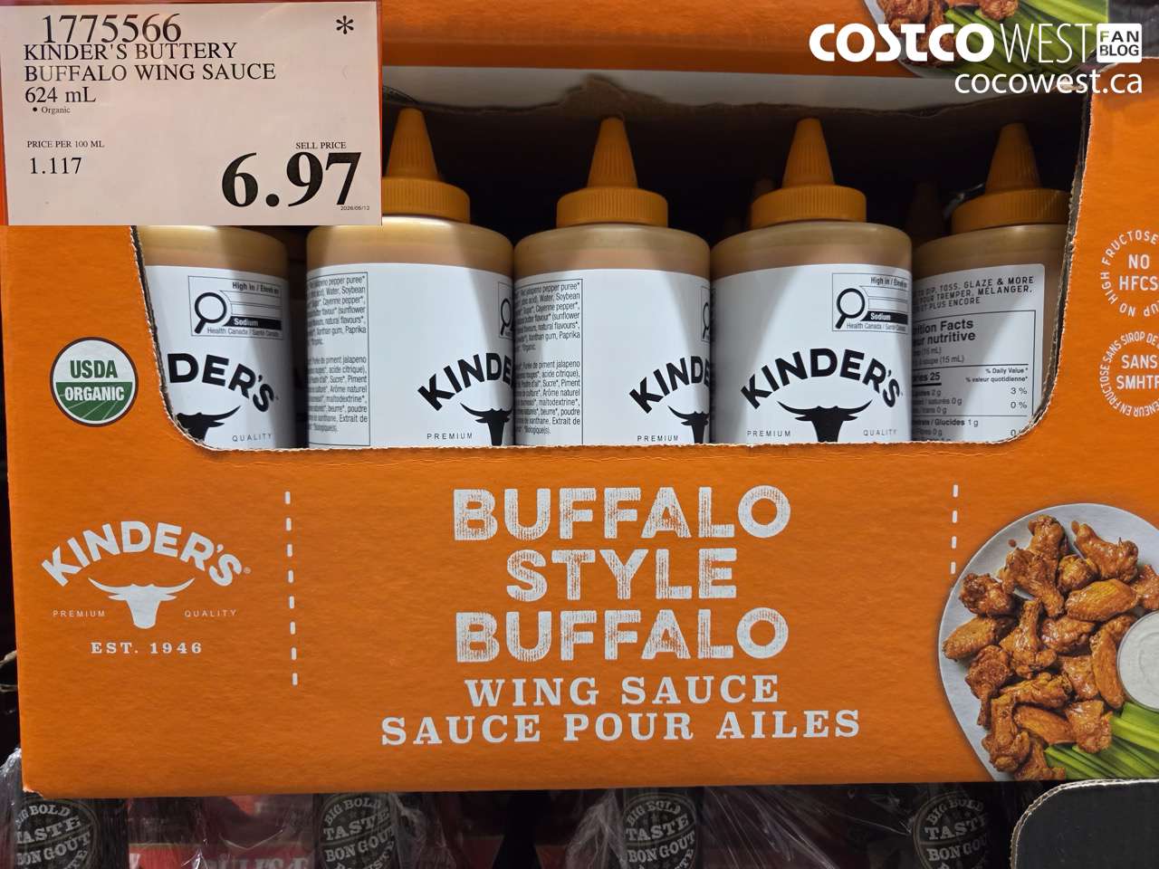 1775566 KINDER'S BUTTERY BUFFALO WING SAUCE 624 ML $6.97