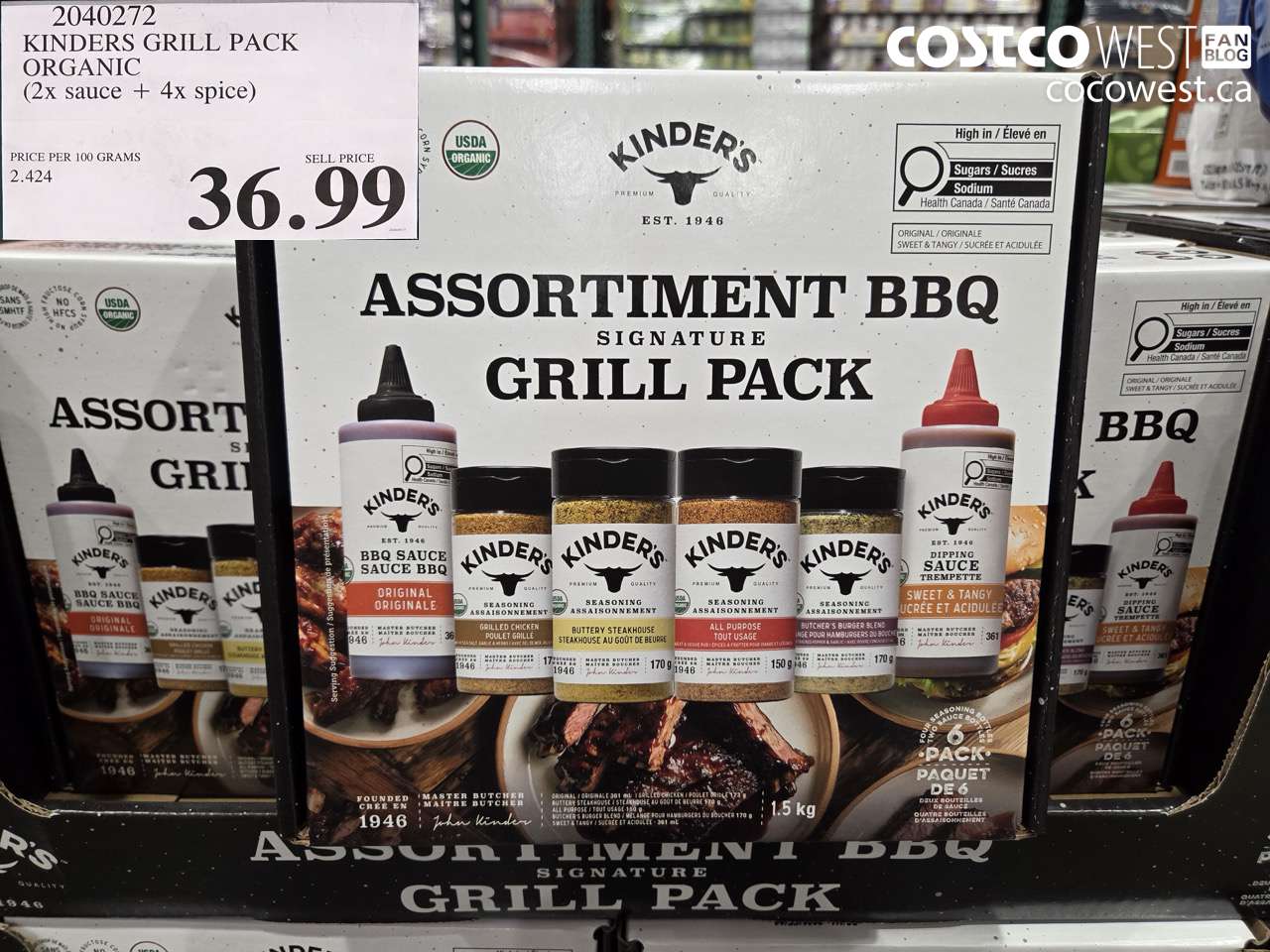 2040272 KINDERS GRILL PACK ORGANIC (2X SAUCE + 4X SPICE) $36.99