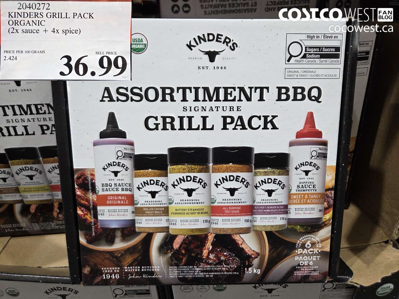 2040272 KINDERS GRILL PACK ORGANIC (2X SAUCE + 4X SPICE) $36.99