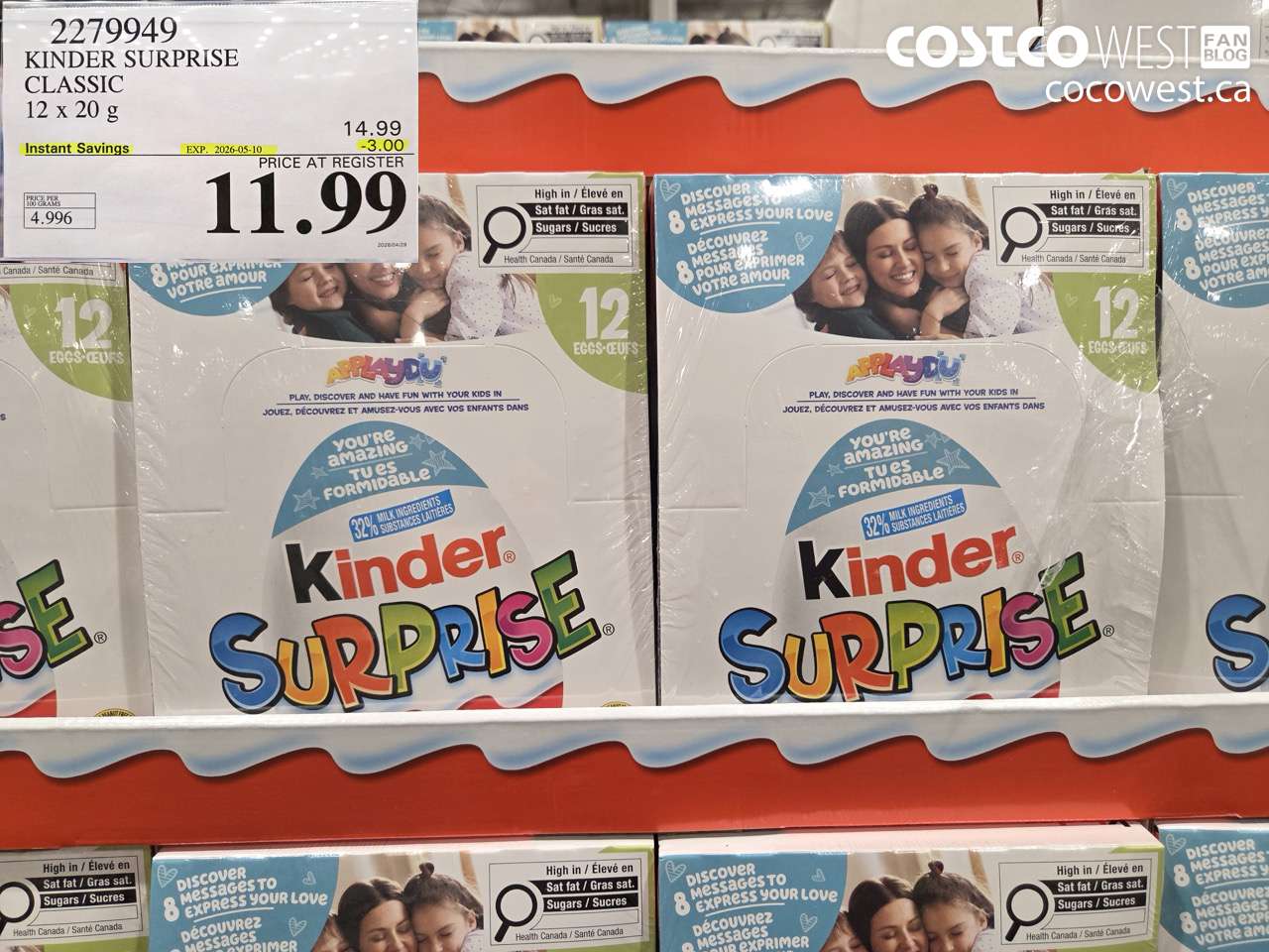 2279949 KINDER SURPRISE CLASSIC 12 X 20 G ($3.00 INSTANT SAVINGS EXPIRES ON 2026-05-10) $11.99