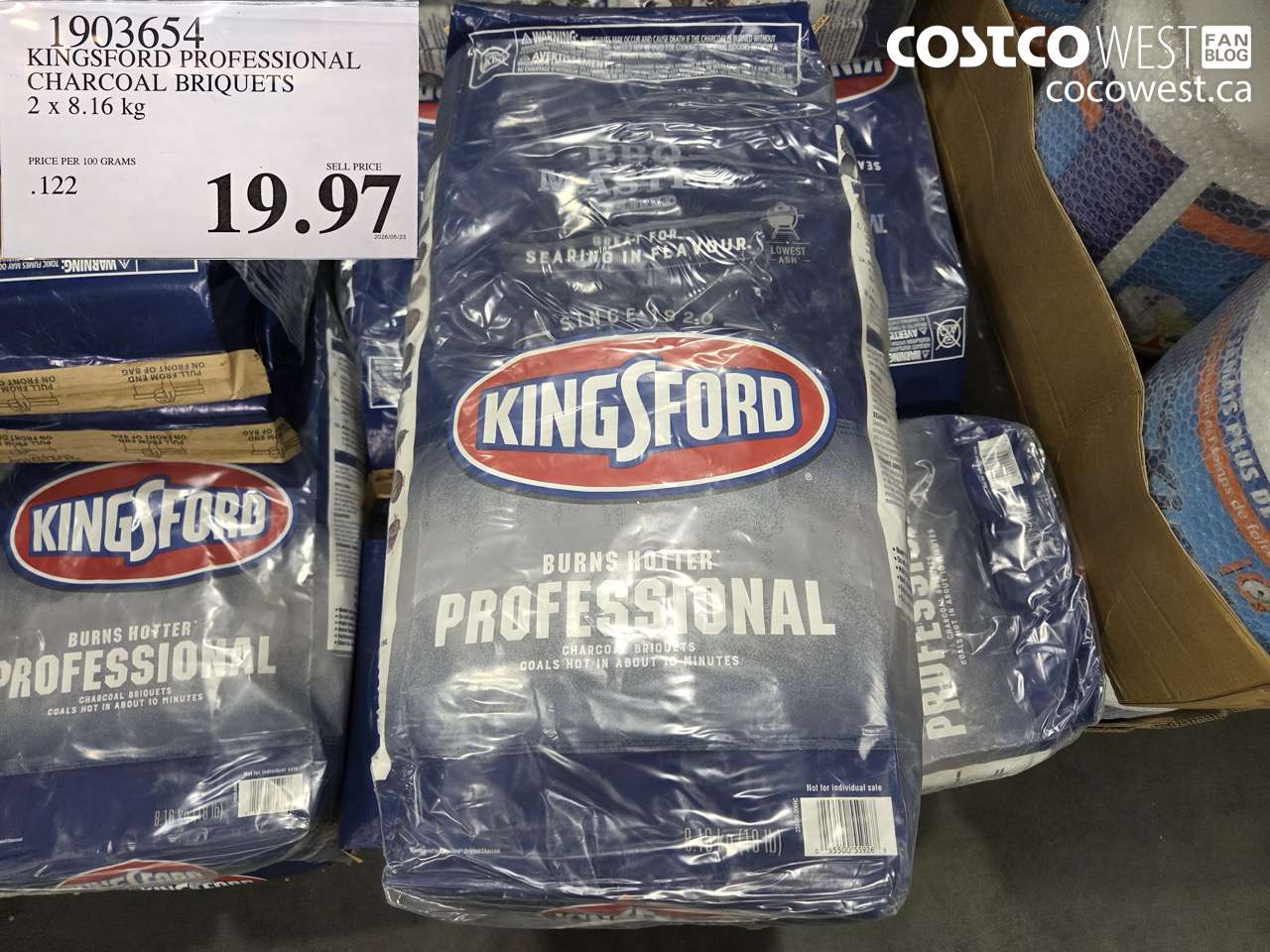 1903654 KINGSFORD PROFESSIONAL CHARCOAL BRIQUETS 2 X 8.16 KG $19.97