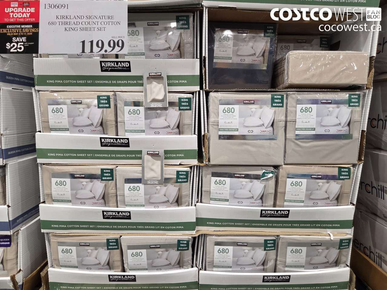1306091 KIRKLAND SIGNATURE 680 THREAD COUNT COTTON KING SHEET SET 25 OFF (EXPIRES ON 2026-05-17) $94.99