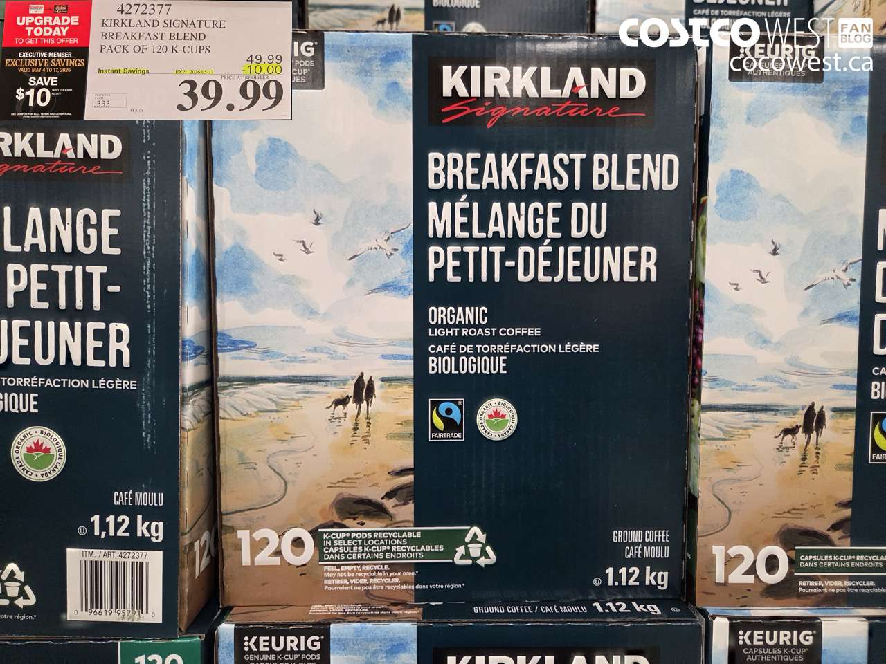 4272377 KIRKLAND SIGNATURE BREAKFAST BLEND PACK OF 120 K-CUPS ($10.00 INSTANT SAVINGS EXPIRES ON 2026-05-17) $39.99