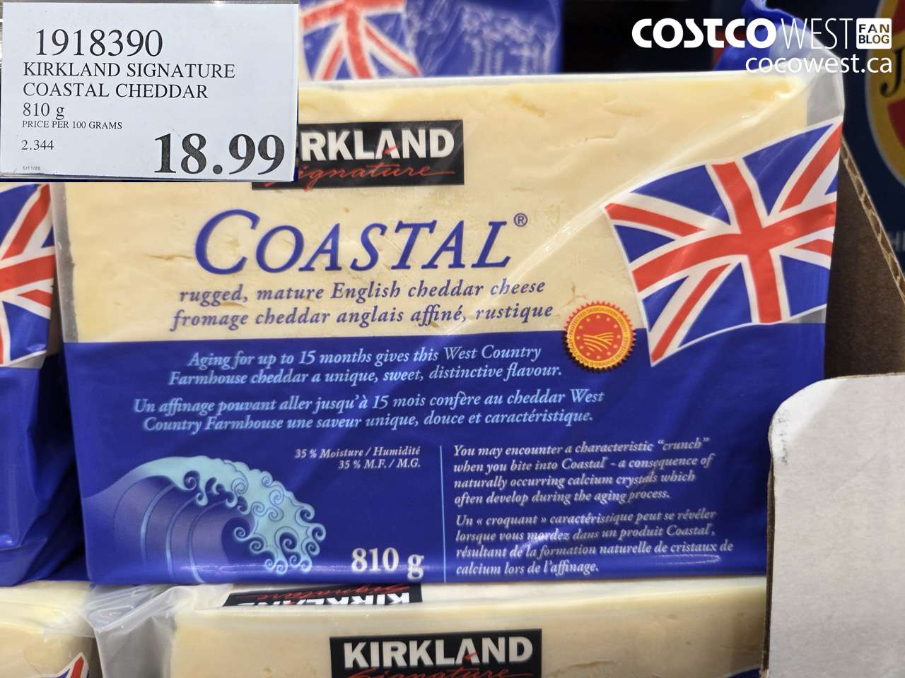 1918390 KIRKLAND SIGNATURE COASTAL CHEDDAR 810 G $18.99