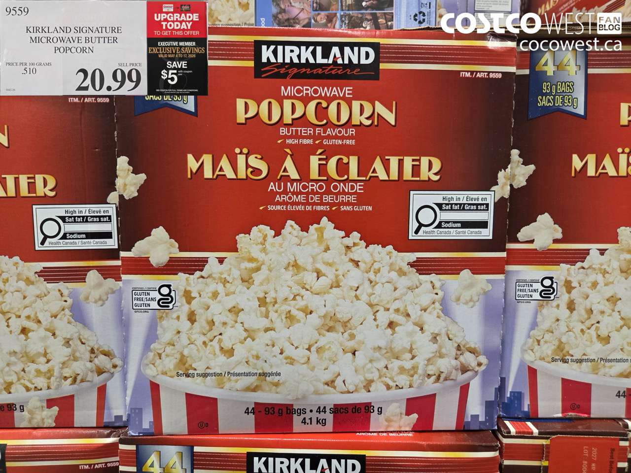 9559 KIRKLAND SIGNATURE MICROWAVE BUTTER POPCORN ($5.00 INSTANT SAVINGS EXPIRES ON 2026-05-17) $15.99
