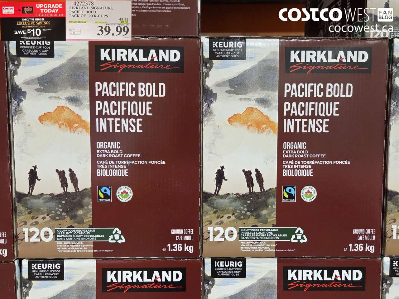 4272378 KIRKLAND SIGNATURE PACIFIC BOLD PACK OF 120 K-CUPS ($10.00 INSTANT SAVINGS EXPIRES ON 2026-05-17) $39.99