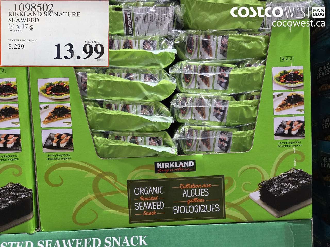 1098502 KIRKLAND SIGNATURE SEAWEED 10 X 17 G $13.99