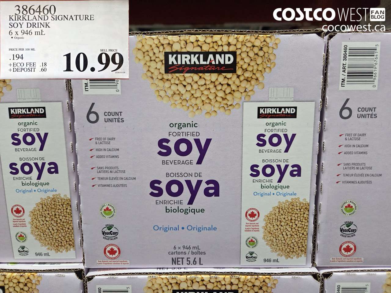 386460 KIRKLAND SIGNATURE SOY DRINK 6 X 946 ML $10.99