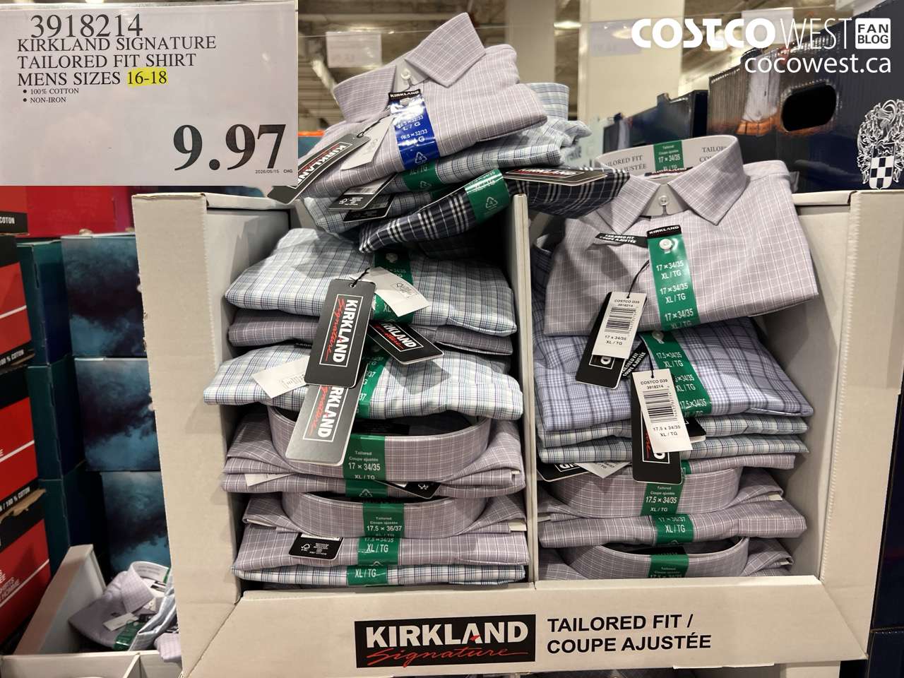3918214 KIRKLAND SIGNATURE TAILORED FIT SHIRT MENS SIZES 16-18 $9.97
