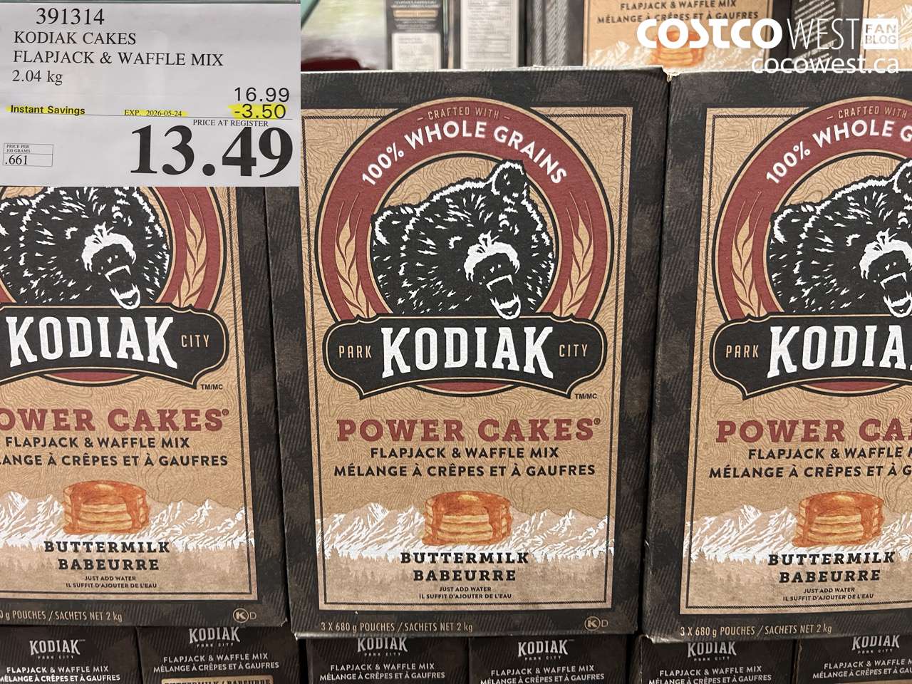 391314 KODIAK CAKES FLAPJACK & WAFFLE MIX 2.04 KG ($3.50 INSTANT SAVINGS EXPIRES ON 2026-05-24) $13.49