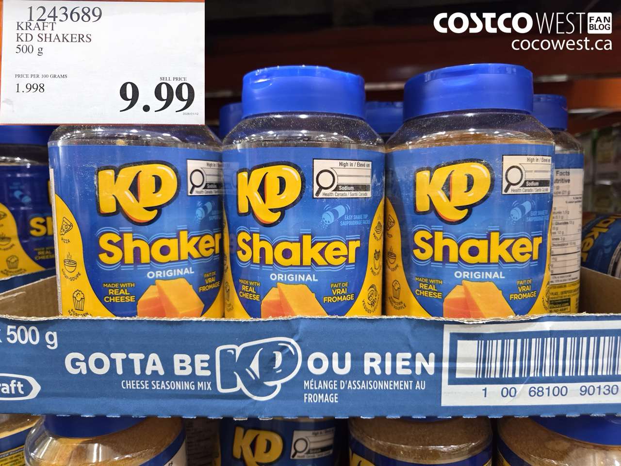 1243689 KRAFT KD SHAKERS 500 G $9.99