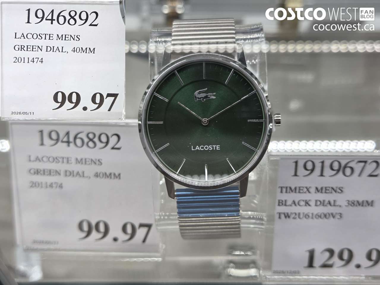 1946892 LACOSTE MENS GREEN DIAL, 40MM $99.97