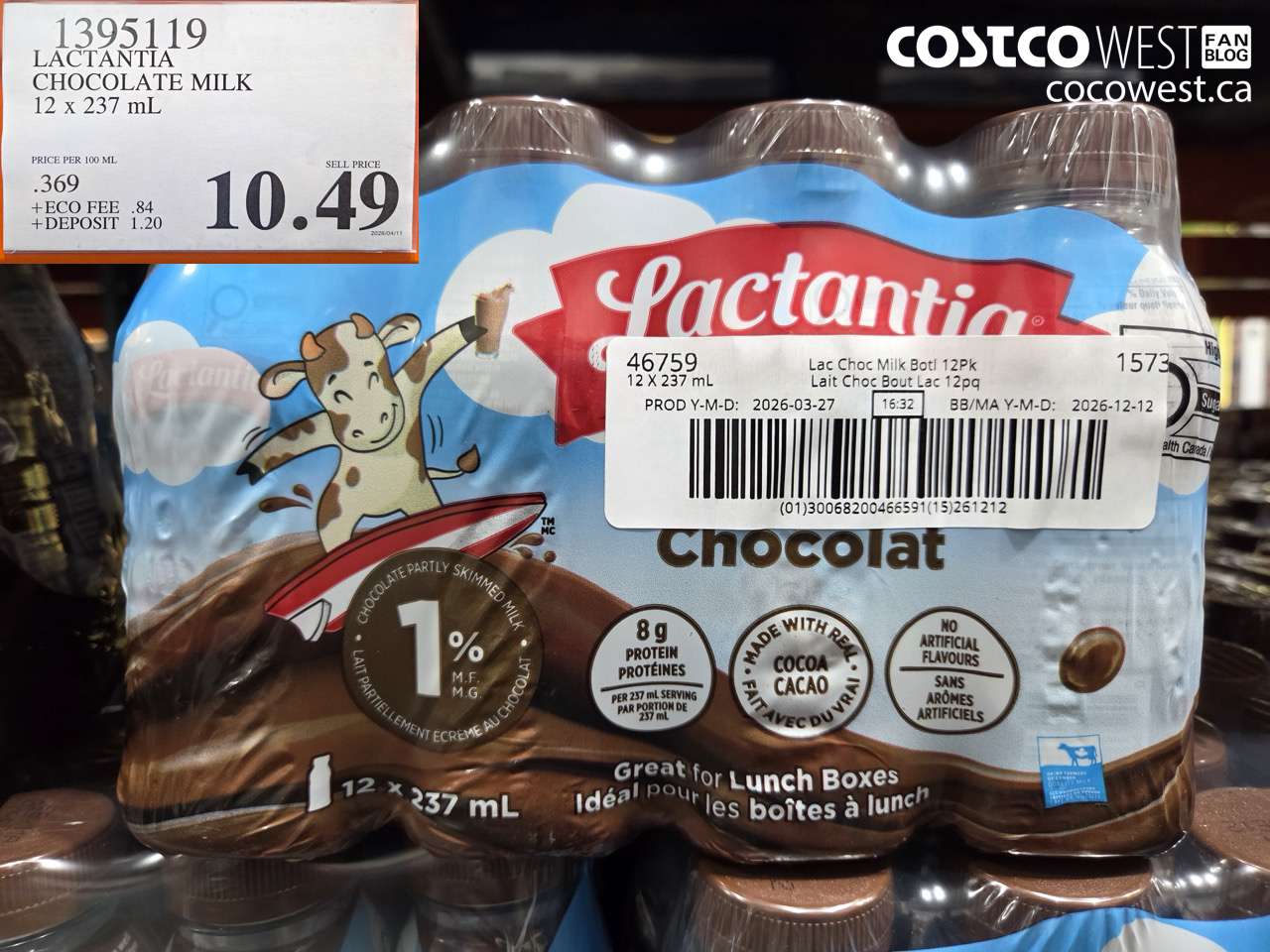 1395119 LACTANTIA CHOCOLATE MILK 12 X 237 ML $10.49