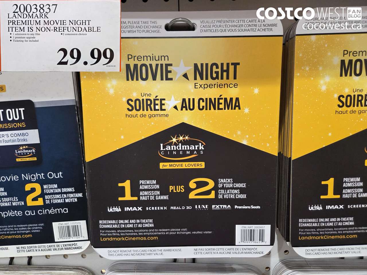 2023837 LANDMARK PREMIUM MOVIE NIGHT ITEM IS NON-REFUNDABLE $29.99