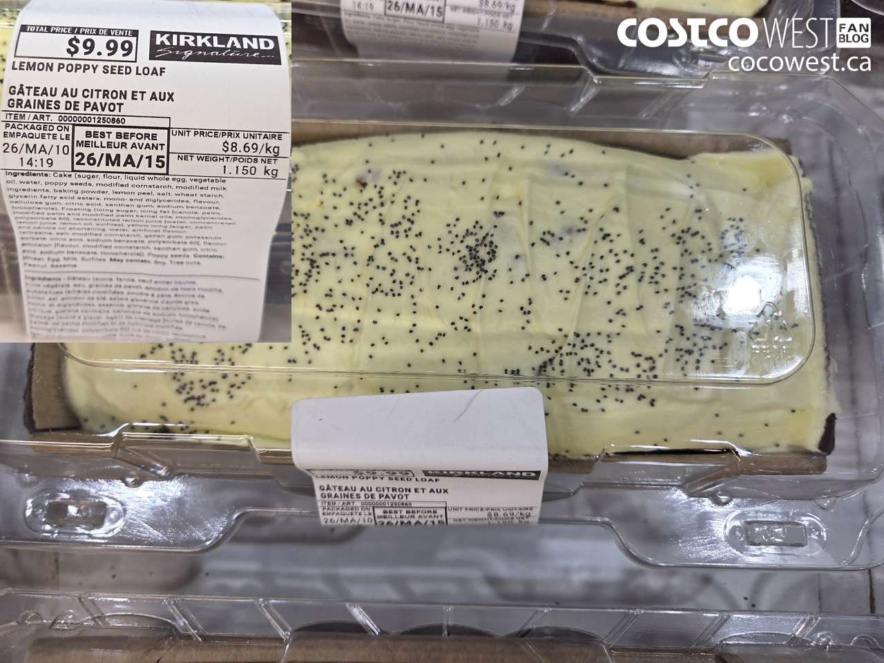 1250860 LEMON POPPY SEED LOAF $9.99