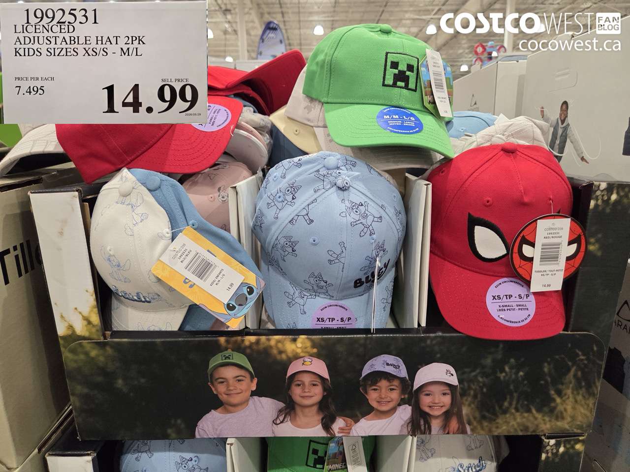 1992531 LICENCED ADJUSTABLE HAT 2PK KIDS SIZES XS/S - M/L $14.99