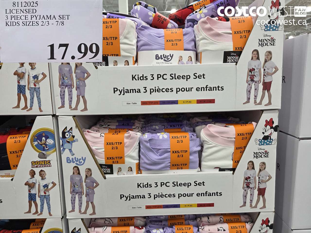 8112025 LICENSED 3 PIECE PYJAMA SET KIDS SIZES 2/3 - 7/8 $17.99