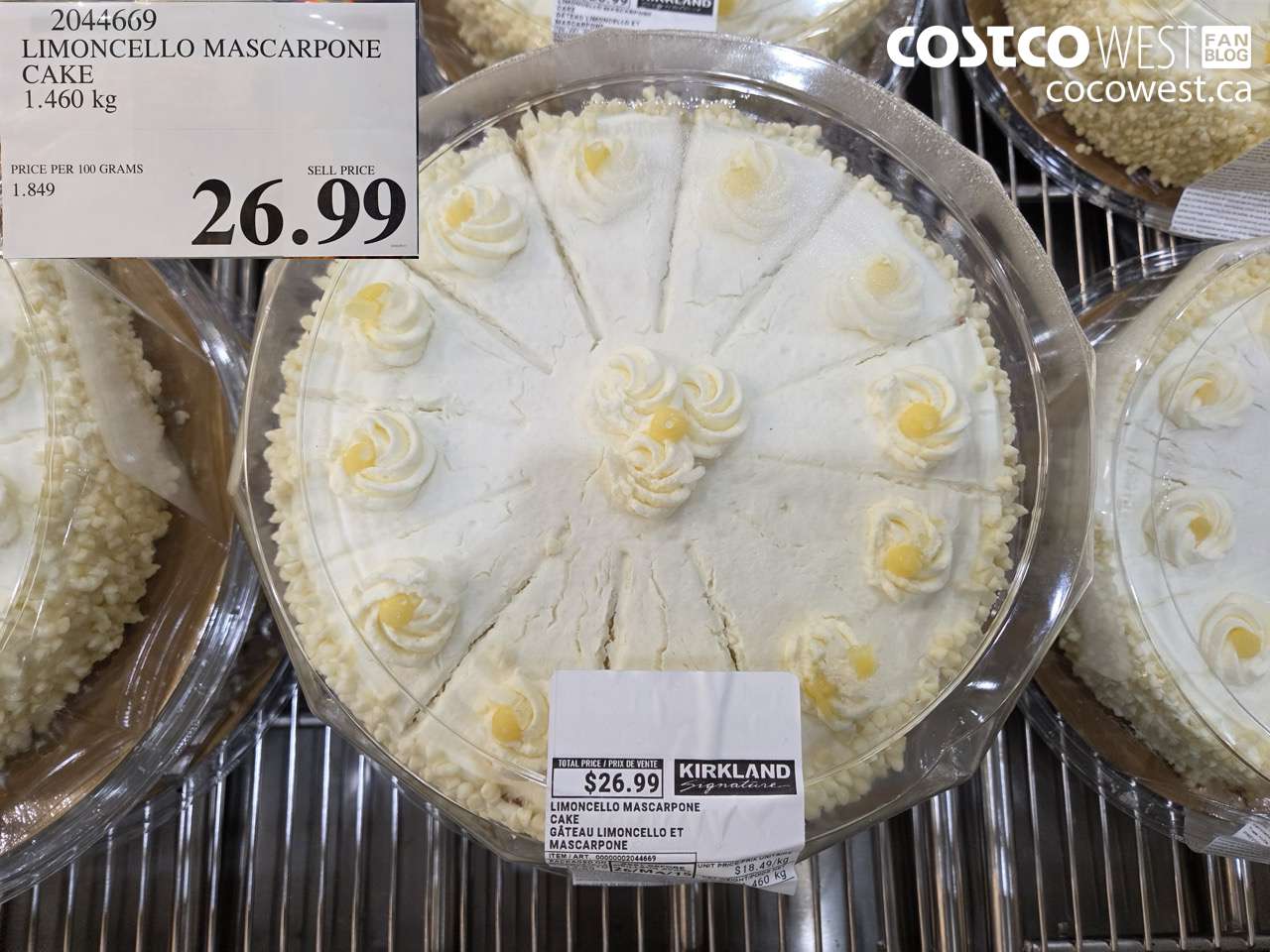2044669 LIMONCELLO MASCARPONE CAKE 1.460 KG $26.99