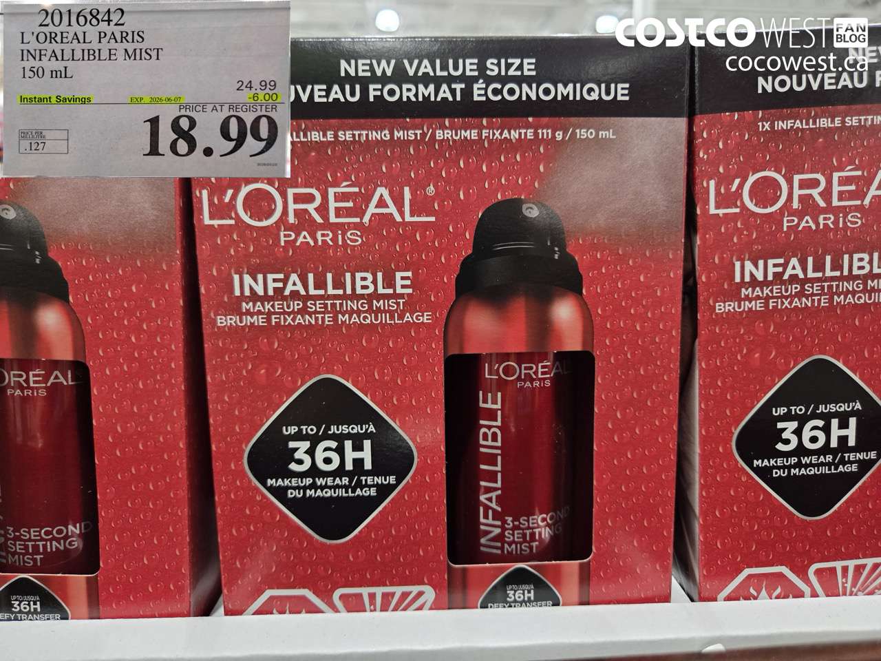 2016842 L'OREAL PARIS INFALLIBLE MIST 150 ML ($6.00 INSTANT SAVINGS EXPIRES ON 2026-06-07) $18.99