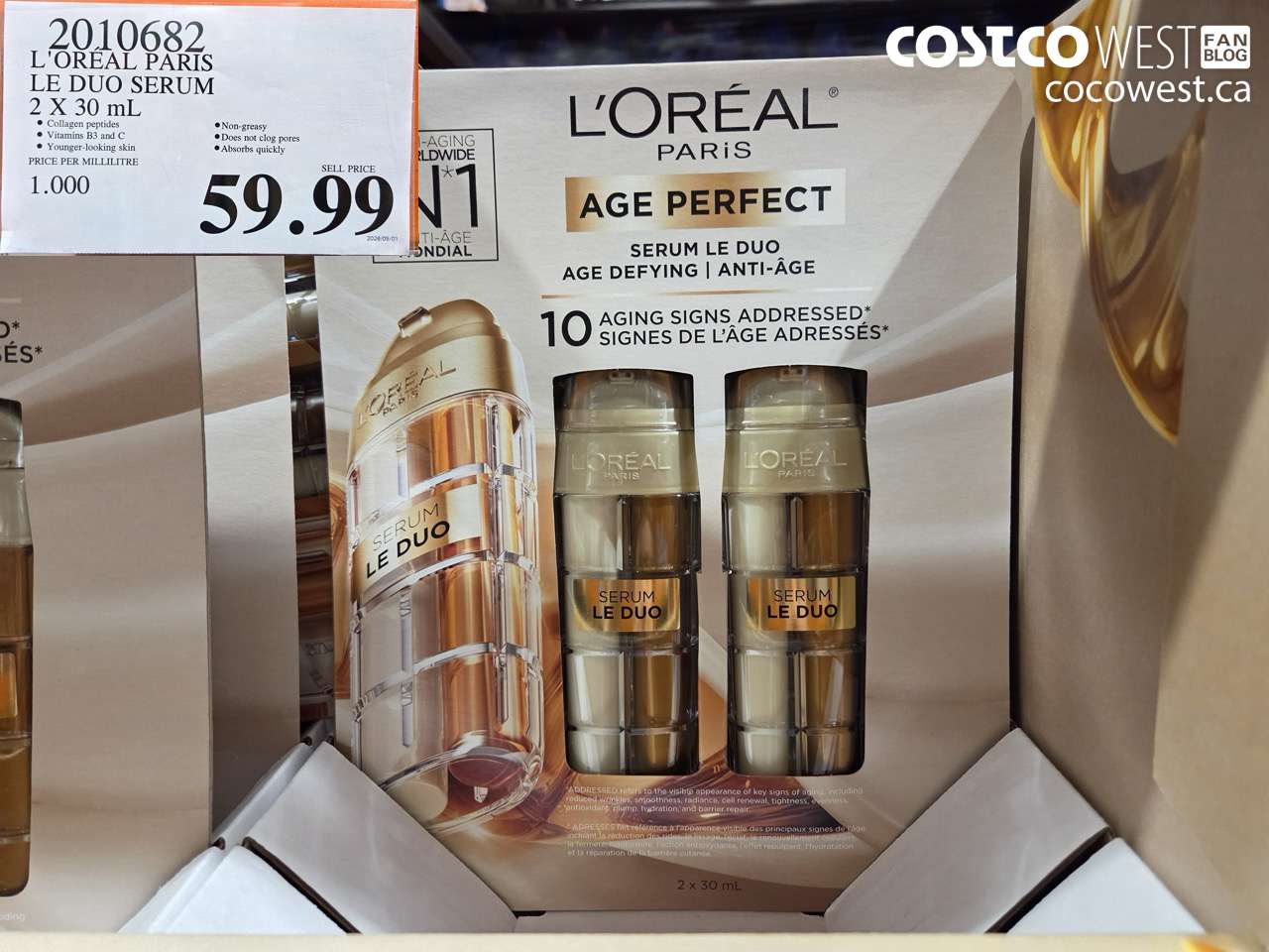 2016082 L'OREAL PARIS LE DUO SERUM 2 X 30 ML $59.99