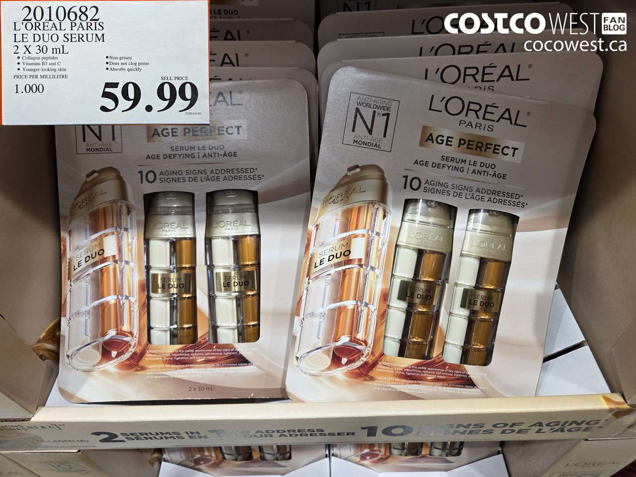 2010682 L'ORÉAL PARIS LE DUO SERUM 2 X 30 ML $59.99