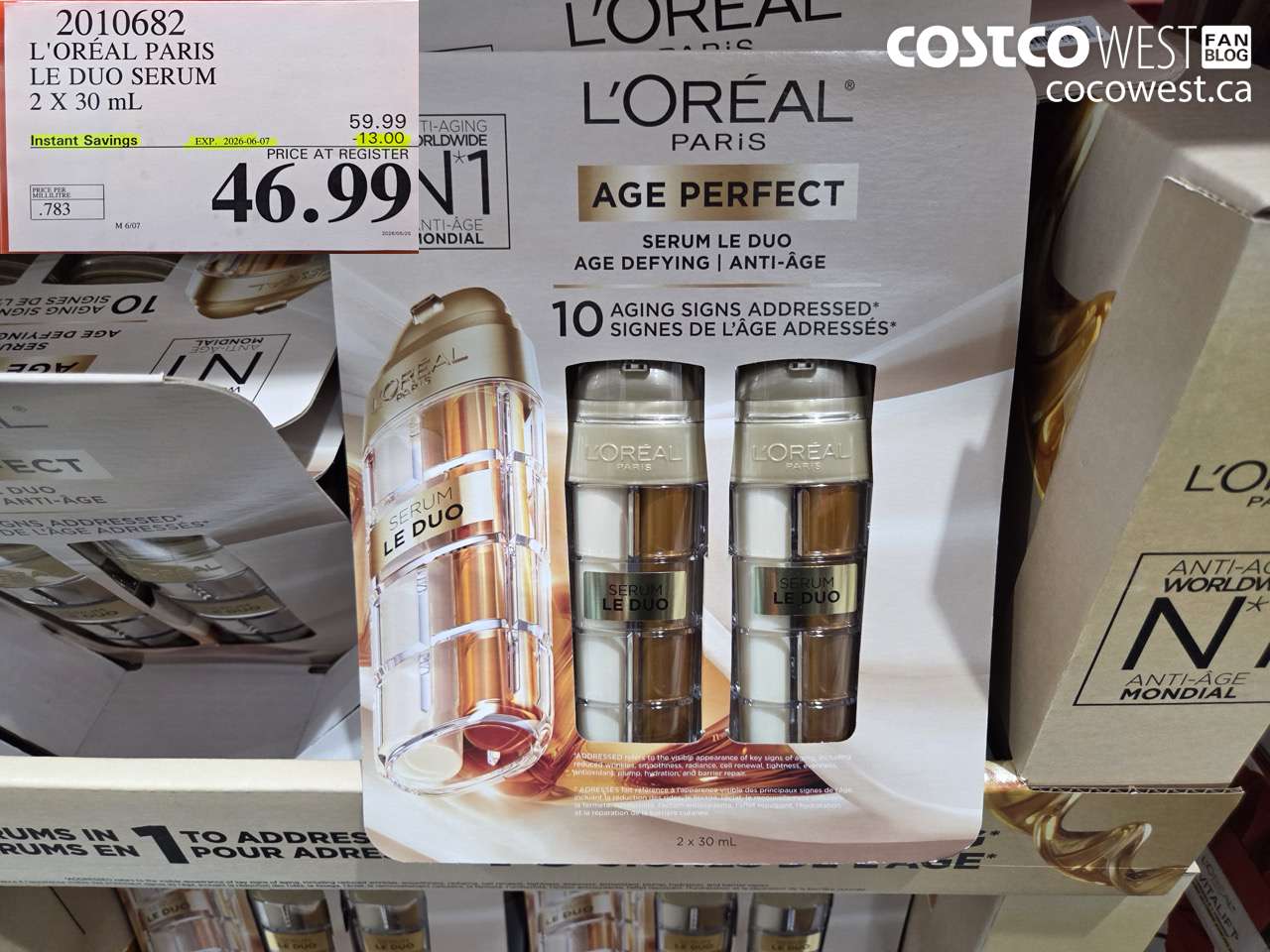 2010682 L'ORÉAL PARIS LE DUO SERUM 2 X 30 ML ($13.00 INSTANT SAVINGS EXPIRES ON 2026-06-07) $46.99