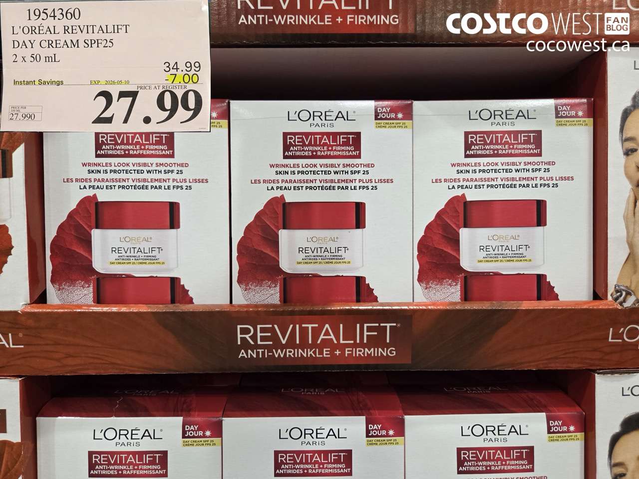 1954360 L'OREAL REVITALIFT DAY CREAM SPF25 2 X 50 ML ($7.00 INSTANT SAVINGS EXPIRES ON 2026-05-10) $27.99