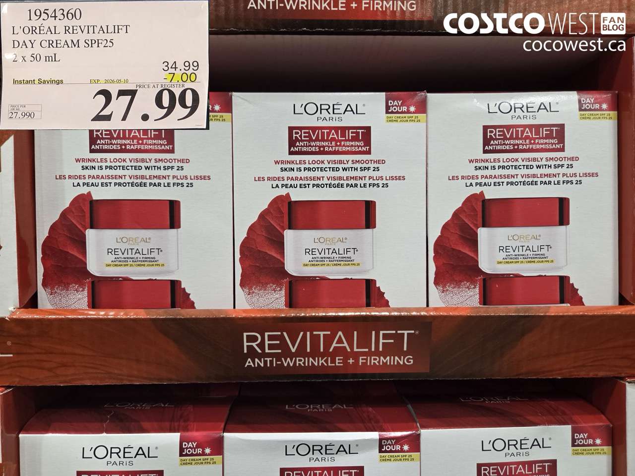 1954360 L'ORÉAL REVITALIFT DAY CREAM SPF25 2 X 50 ML ($7.00 INSTANT SAVINGS EXPIRES ON 2026-05-10) $27.99