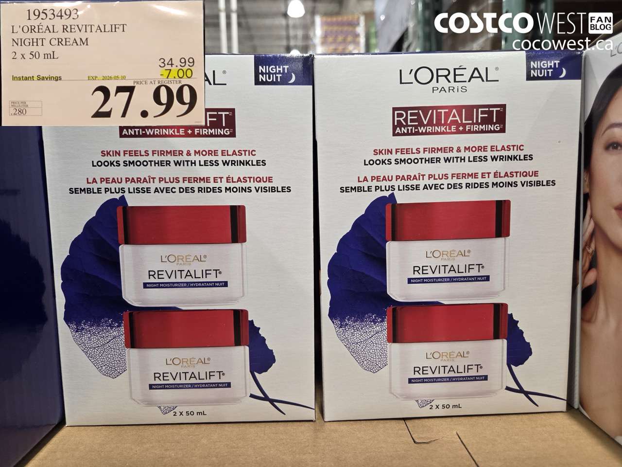 1953493 L'ORÉAL REVITALIFT NIGHT CREAM 2 X 50 ML ($7.00 INSTANT SAVINGS EXPIRES ON 2026-05-10) $27.99