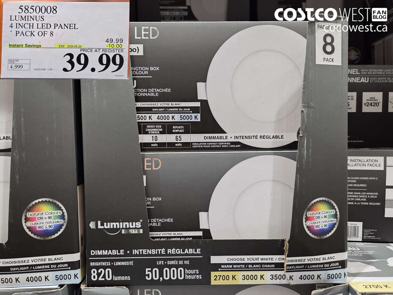 5850008 LUMINUS 4 INCH LED PANEL PACK OF 8 ($10.00 INSTANT SAVINGS EXPIRES ON 2026-05-24) $39.99