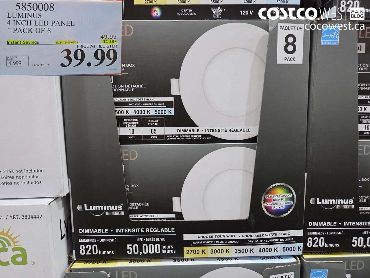 5850008 LUMINUS 4 INCH LED PANEL PACK OF 8 ($10.00 INSTANT SAVINGS EXPIRES ON 2026-05-24) $39.99