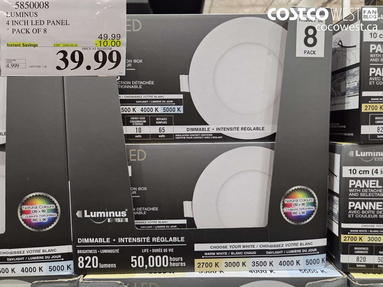 5850008 LUMINUS 4 INCH LED PANEL PACK OF 8 ($10.00 INSTANT SAVINGS EXPIRES ON 2026-05-24) $39.99