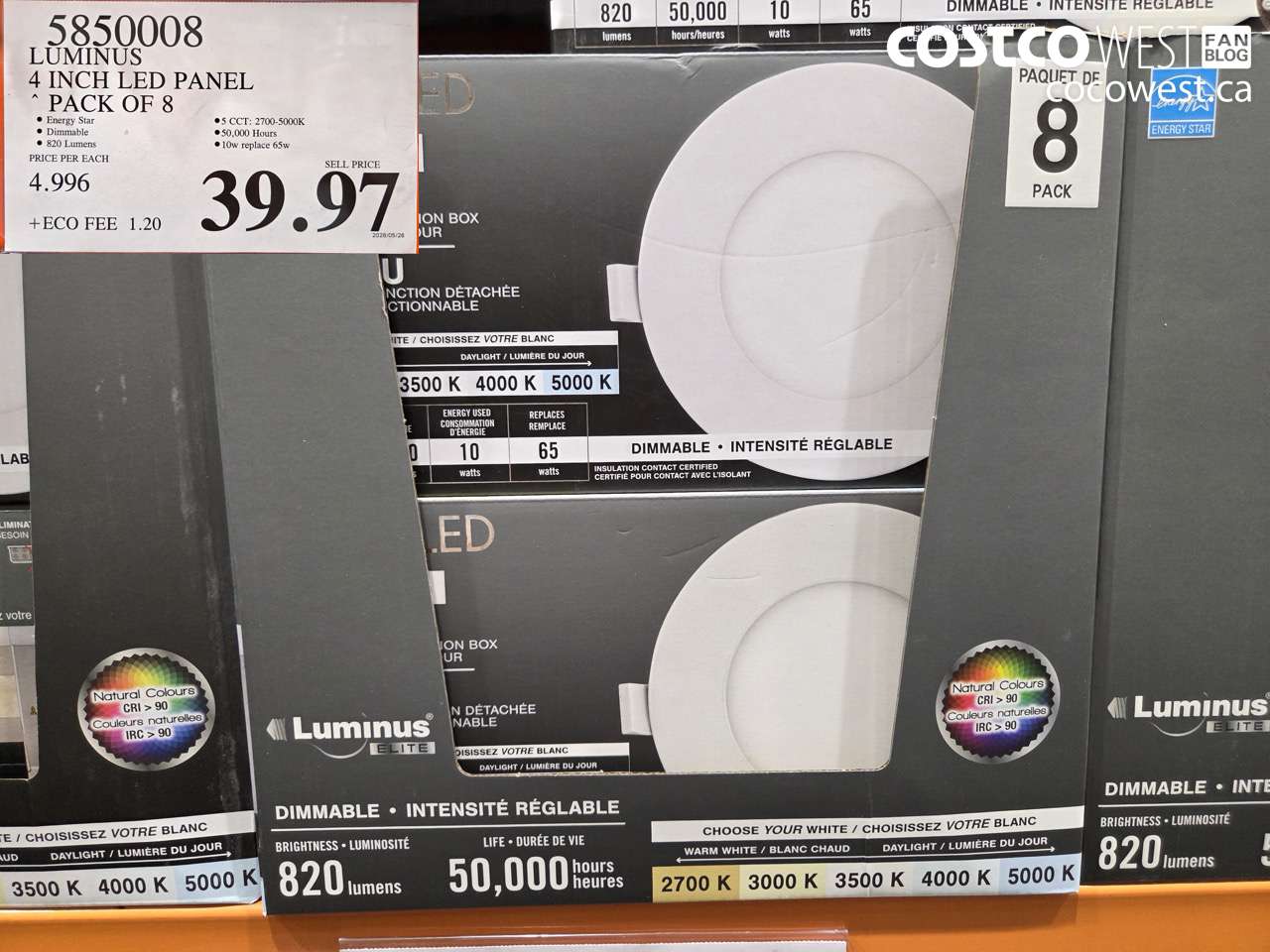 5850008 LUMINUS 4 INCH LED PANEL PACK OF 8 $39.97