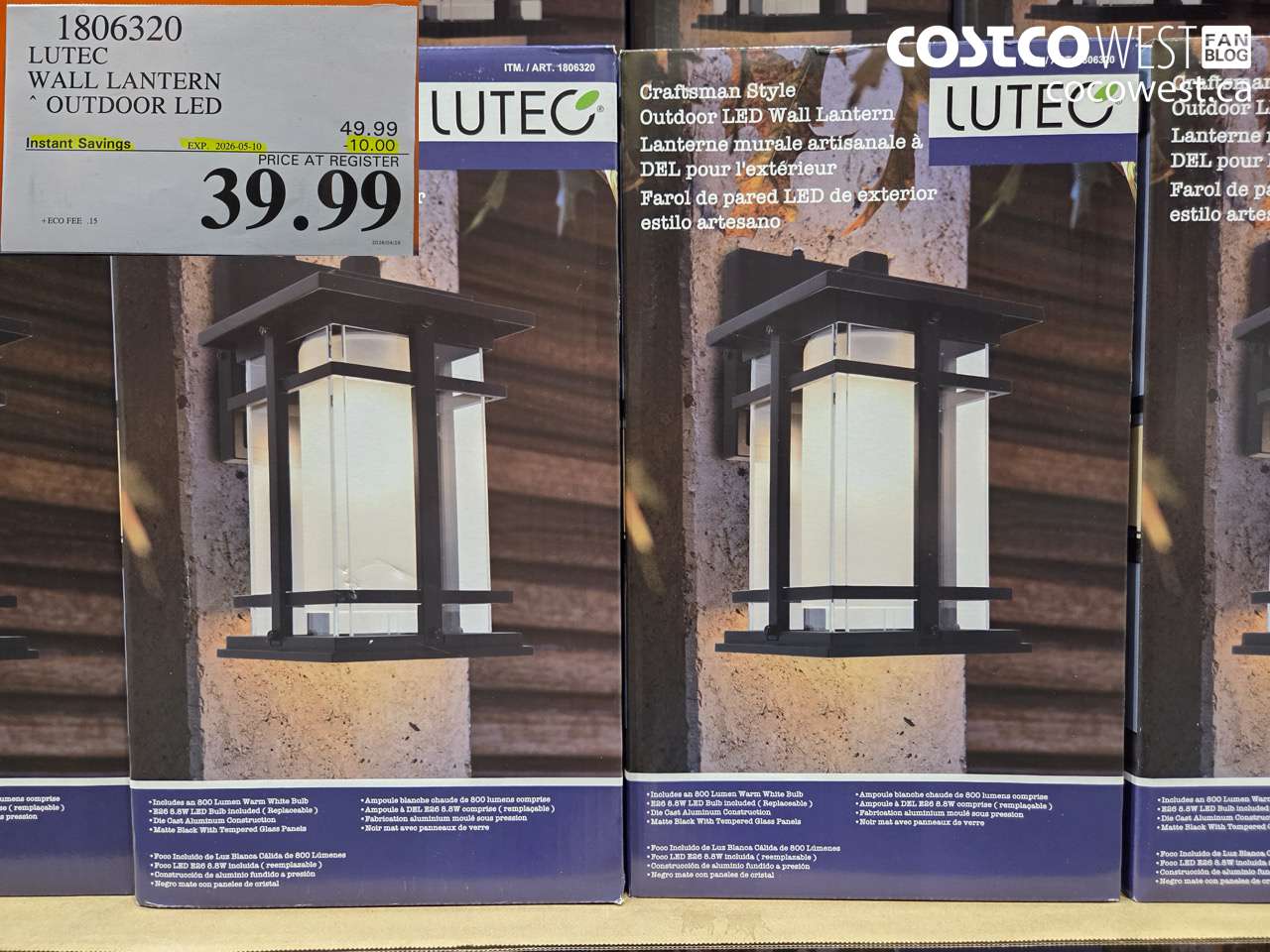 1806320 LUTEC WALL LANTERN OUTDOOR LED ($10.00 INSTANT SAVINGS EXPIRES ON 2026-05-10) $39.99