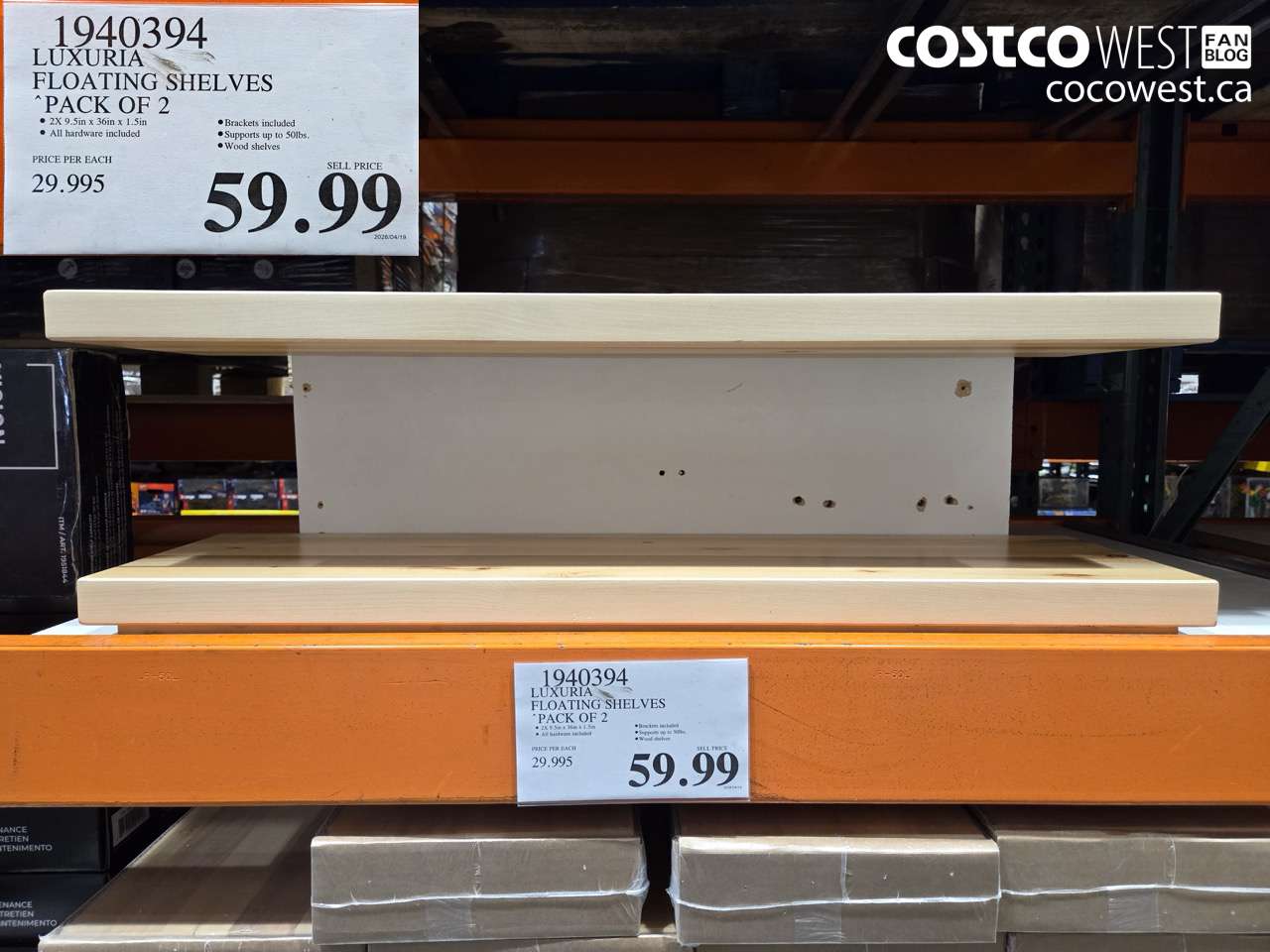 1940394 LUXURIA FLOATING SHELVES PACK OF 2 $59.99