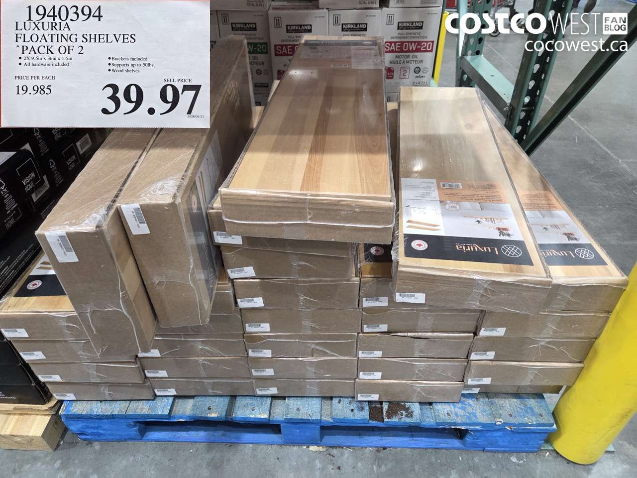 1940394 LUXURIA FLOATING SHELVES PACK OF 2 $39.97