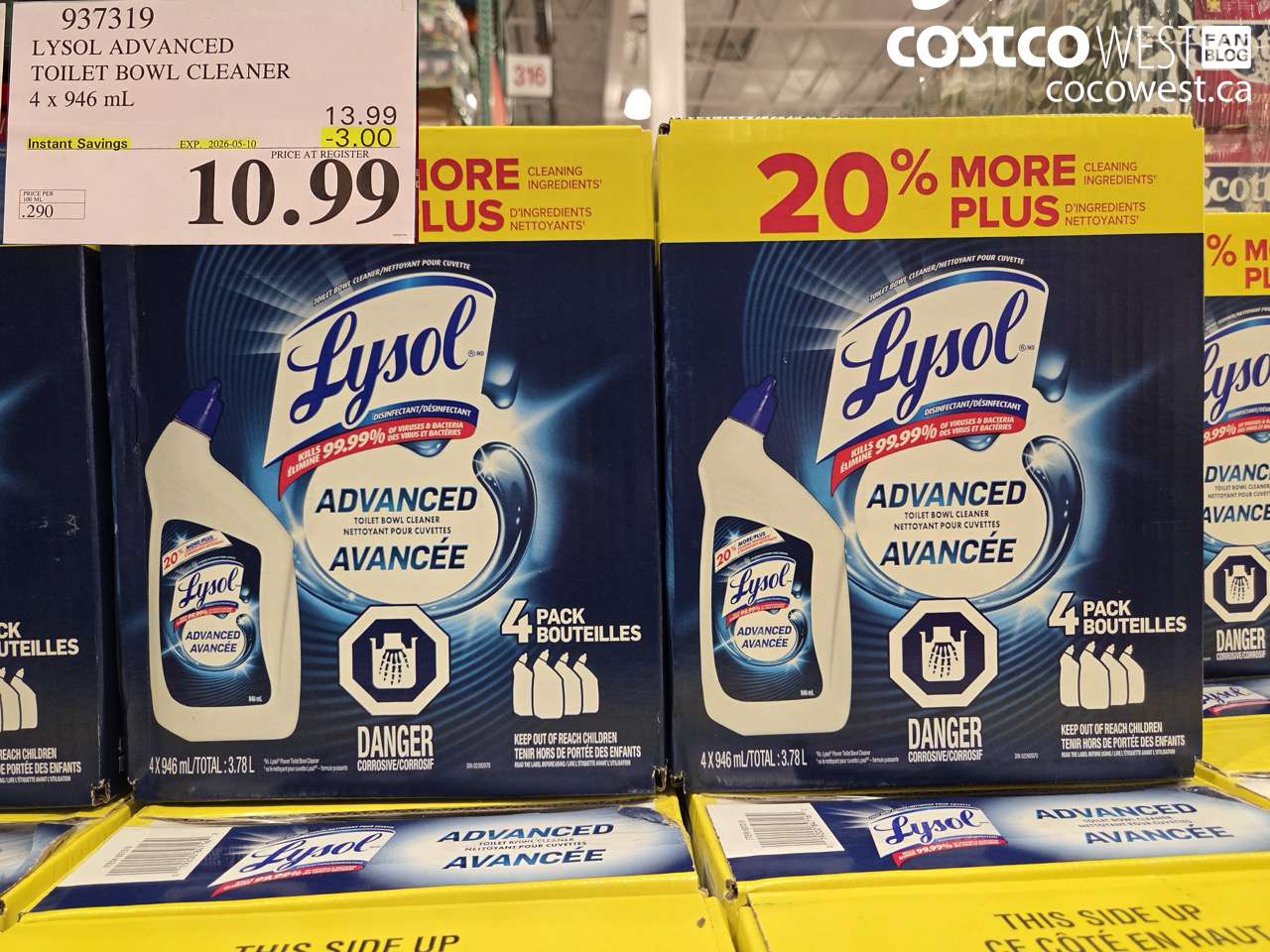 937319 LYSOL ADVANCED TOILET BOWL CLEANER 4 X 946 ML ($3.00 INSTANT SAVINGS EXPIRES ON 2026-05-10) $10.99