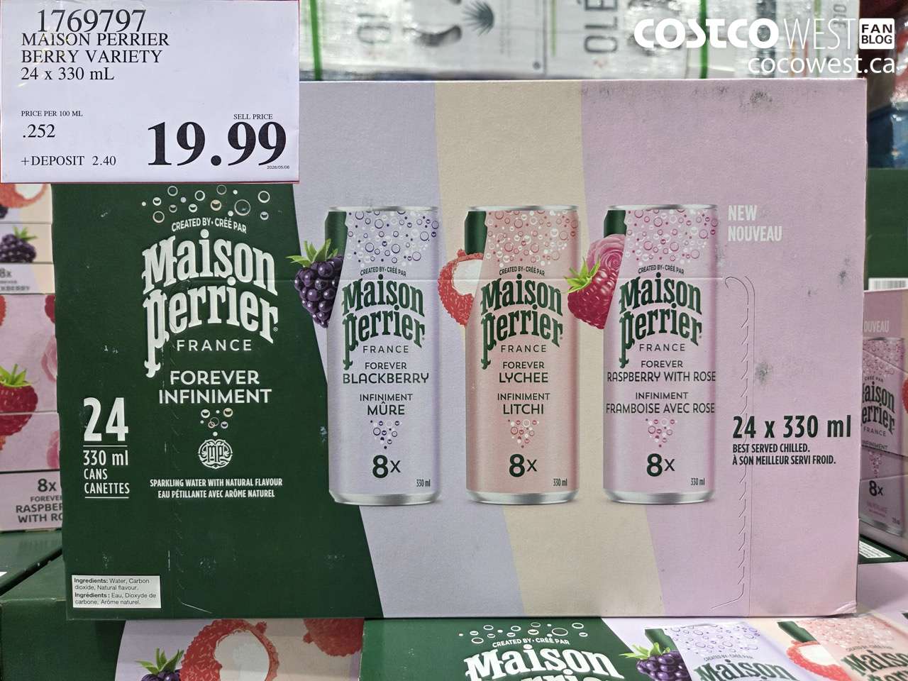 1769797 MAISON PERRIER BERRY VARIETY 24 X 330 ML $19.99