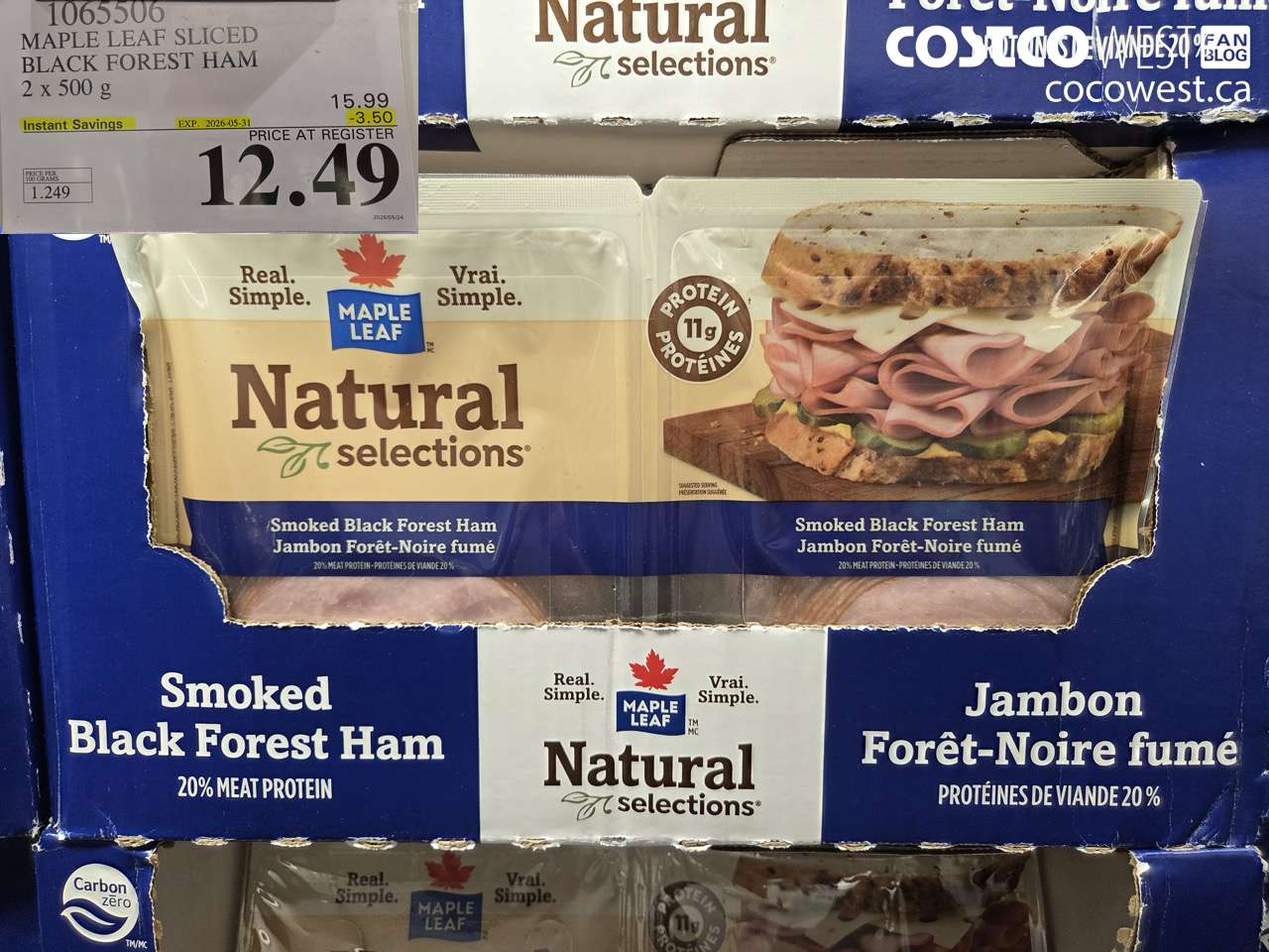 1065506 MAPLE LEAF SLICED BLACK FOREST HAM 2 X 500 G ($3.50 INSTANT SAVINGS EXPIRES ON 2026-05-31) $12.49