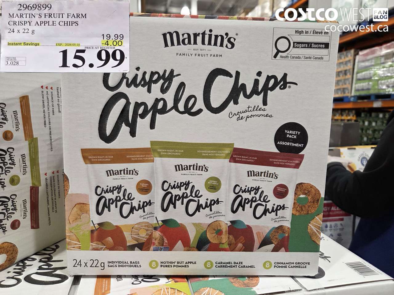2969899 MARTIN'S FRUIT FARM CRISPY APPLE CHIPS 24 X 22 G ($4.00 INSTANT SAVINGS EXPIRES ON 2026-05-10) $15.99